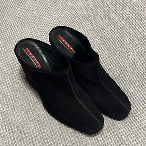 PRADA Suede Mules Heels 36